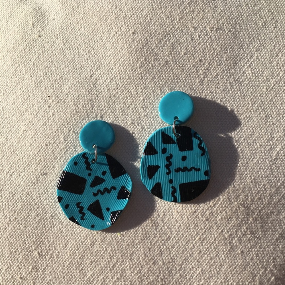 Geometric teal earrings